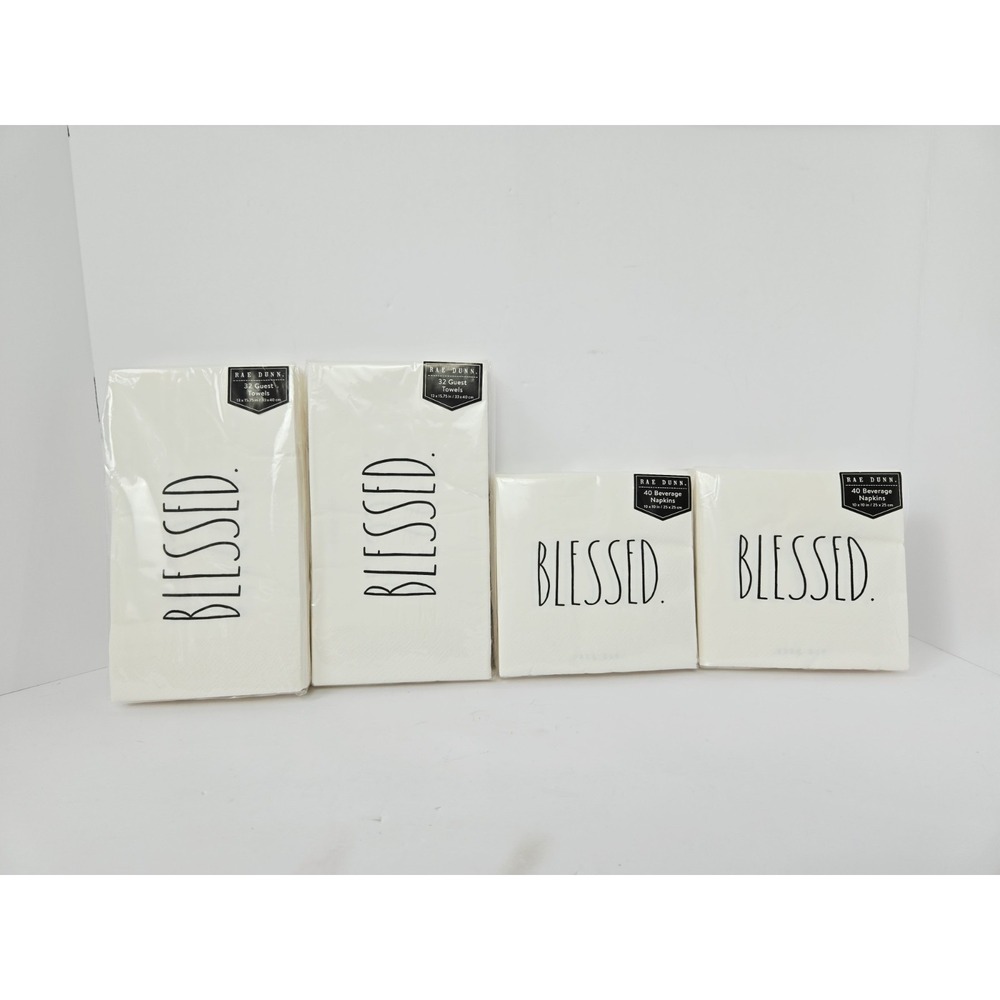 Rae Dunn Guest Towels Beverage Napkins 32x2 40 x 2 paper NEW BLESSED